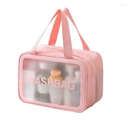 Cosmetic Bags 1 PCS Matte Translucent Toiletry Bag PVC With Handy Handle Makeup Organiser Design