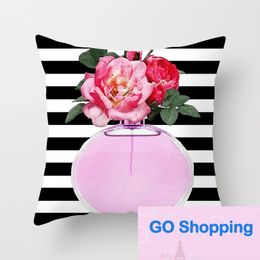 Perfume Bottle Series Pillow Classic Style Pillow Peach Skin Fabric Pillows Cover Logo Wholesale