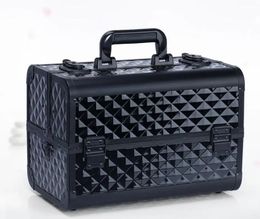 Women Makeup Case with Plastic Adjustable Divider Travel Suitcase Cosmetic Train Bag 240416