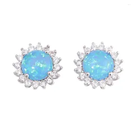 Dangle Earrings CiNily Created Blue Fire Opal Zircon Silver Plated Wholesale Fashion For Women Jewellery Engagement 10mm OH4580