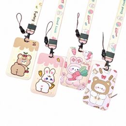 carto Rabbit Card Holder Students Bus Card Acc Card Case Credit ID Cover Lanyard Holders Keychains l3fh#