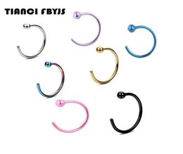Nose ring Piercing nose hoop body Jewellery 20G 08825mm gold silver nariz piercing plated Titanium Tragus ear8062947