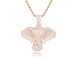 iced out elephant pendant necklaces for men luxury designer mens bling diamond animal pendants gold silver rose gold chain necklac2072492