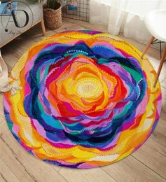 Bloom by Amy Diener Bedroom Carpets Colorful Rose Round Area Rug for Living Room Flower Floor Rug Watercolor Art Play Mat 100cm4672724