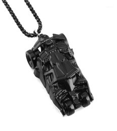 Pendant Necklaces Mini Batmobile The Tumbler Model Metal Car Parts Black Chain Men Torque Auto Jewellery Gift1436596