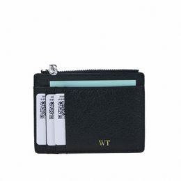 free Cstomized Letters Pebbled Men Zipper Wallet Genuine Leather ID Credit Card Holder New Design Coin Purse Women's Card Bag X8ig#