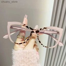 Sunglasses 2024 New Cat Eye Glasses Frame Women Fashion Gradient Color Eyeglass Frame Anti Blue Light Glasses Computer Goggles culos Gafas Y240416