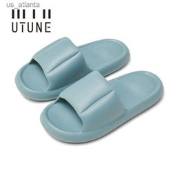 Slippers UTUNE Massage for Women Home Slides Summer Shoes For Shower Anti-slip Couple Indoor Sandals Men Bathroom cream-colored H240416 L7T8