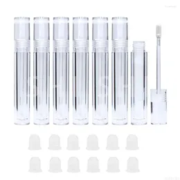 Storage Bottles 12pcs 5ml Empty Clear Lip Gloss Tube Plastic Lipstick Vial Pipe Bottle With Rubber Stopper DIY Cosmetic Sample