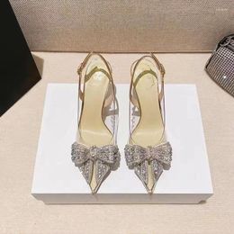 Dress Shoes Comemore Fashion Women Wedding Shoe High Heel 8cm Transparent Bow Pointed Toe Stiletto Heels Luxury Women's