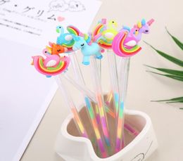 24 pcs Creative stationery student Colour gel pen cute DIY Colour pen cartoon swan pony 6 Colour highlighter estuches papeleria 201207878494