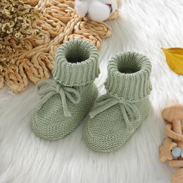 First Walkers Baby Breathable Anti-slip Knitted Born Infant Boys Girls Solid Booties Prewalkers 0-18m Toddler Unisex Footwear