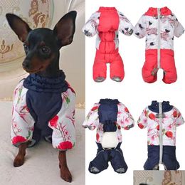 Dog Apparel Rompers Winter Puppy Coat Windproof Warm Pet Jumpsuits For Small Dogs Maltese Pomeranian Overalls Male Female Clothing Out Dh79Q