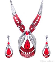 Bridesmaid Jewellery Beautifully Jewellery Sets 18k Platinum Plated Austrian Crystal Enamel Statement Necklace Earrings Party Jewelr3496185