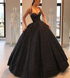 Sparkly Ball Gown Quinceanera Dress Luxury Dubai Celebrity Dresses Evening Gown Fashion Sequined Corset Spaghetti Straps Tulle Pro8884359