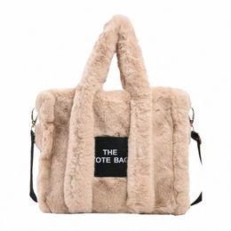winter Faux Fur The Tote Bag for Women Plush Handbag Designer Brand Fluffy Wool Shoulder Bag Women Furry Crossbody Menger Bag S8x9#