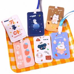 carto Bear Rabbit Bus ID Holders Pass Case Cover Student Identificati Badge Card Acc Exhibiti Card Case with Lanyards s4XI#
