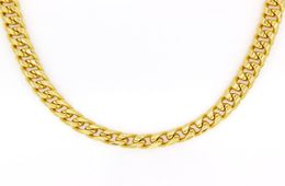 Real 10k Yellow Gold Filled Miami Cuban Chain Necklace 24quot Inch Custom Box Lock Men 10mm width 5mm Thickness Heavy7905453