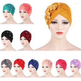 Ethnic Clothing Fashion Flower Muslim Turban Crinkle Inner Hijab Caps Hat Solid Islamic Head Wrap Underscarf Cap Bonnet For Women