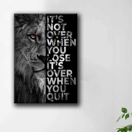 Wild Lion Motivational Canvas Prints Animal Painting Modern Inspirational Quote Posters Decorative Wall Art Picture for Office Home Decor