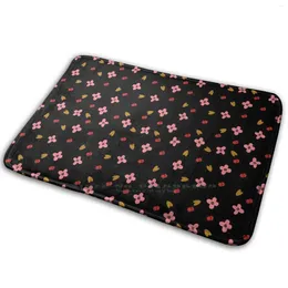 Carpets Black Cherry Blossom Floral Pattern Mat Rug Carpet Anti - Slip Bedroom Entrance Door Pink Flower