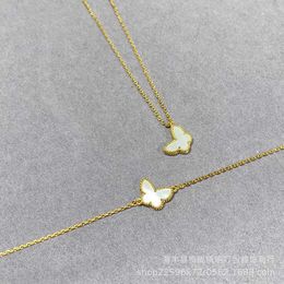 Designer V Gold High EditionVan Butterfly Necklace Female Four Leaf Grass White Fritillaria Bracelet Small Mini Lucky Collar Chain