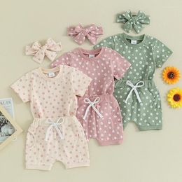 Clothing Sets Toddler Baby Girls Clothes Floral Print Short Sleeve T-shirtswith Shorts And Hairband Summer Outfit