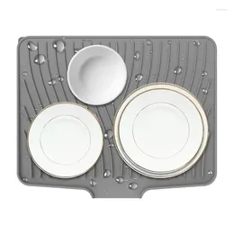 Table Mats Silicone Dish Drying Mat Slope Opening Foldable Heat Resistant Drainer Non-slip Dishwasher Safe For