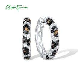 SANTUZZA Pure 925 Sterling Silver Hoop Earrings For Women Black Spinel Yellow White Cubic Zirconia Glamorous Trendy Fine Jewellery 26631772