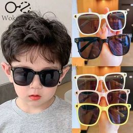Sunglasses 1PC Outdoor Sports Kids Square Sunglasses UV400 Protection Flexible Silicone Glasses Shades for Boys Girls Sunglasses 240416