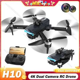 Drones H10 RC Drone 4K Dual Camera WIFI FPV Professional Optical Flow Foldable Quadcopter Aerial Photography Drone Helicopter Gift 24416