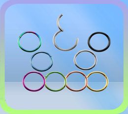 Other 10Pcs/lot G23 Titanium Hinged Segment Septum Clicker Nose Rings Nipple Ear lage Tragus Lip Piercing Fashion Jewelry6028566