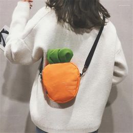 Shoulder Bags Ladies Cute Carrot Bag Lovely Canvas Radish Shape Crossbody Mini Casual Cartoon For Girl Outside Walk