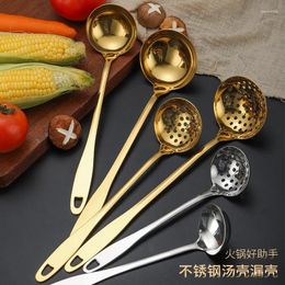 Spoons Long Handle Pot Spoon Stainless Steel Soup Leaky Golden Two In One Set Large For Chef