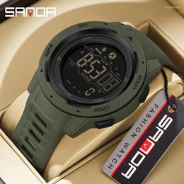 Wristwatches SANDA Brand Men Watches Calories Sports Pedometer 50M Waterproof LED Digital Watch Military Wristwatch Relogio Masculino 2145