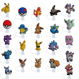 new arrived 10mm straws cover cap dust plug muti styles cartoon anime straw toppers charms accessories gift