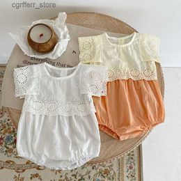 Rompers Summer Infant Clothes Baby Girl Rompers Fly Sleeve Hollow lace Cute Bodysuit Newborn Jumpsuits Sweet Toddler Clothing 0-24M L410