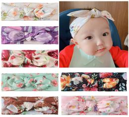 Baby Floral Headband 7 Colours Printed Bunny Bowtie Hairbands Infant Baby Little Flower Headwear Kids Boutique Hair Accessories 067444639