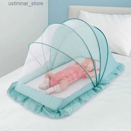 Baby Cribs Simple Solid Color Crib Mosquito Net Portable Folding Encrypted Mesh Baby Mosquito Net Yurt Free Install Shading Mosquito Net L416
