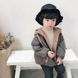 Jackets Winter Autumn Korean Wear 2024 Color Patchwork Boys' Simple Hooded Coat Reversible Top Casual Children's