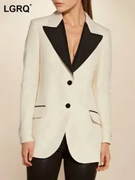 Women's Suits Women Contrast Color Collar Blazer Fashion Design Long Sleeves Single Breasted Slim Suit Jackets Summer 2024 Trendy