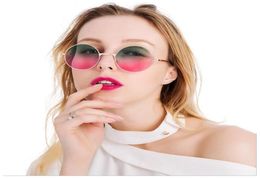 Vintage Round Sunglasses Women Ocean Color Lens Mirror Sunglasses Female Brand Design Metal Frame Circle Glasses2050956