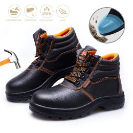 Boots Winter Boots Waterproof Snow Boots Steel Toe Safety Work Boots Outdoor Hiking Shoe Leather Warm Shoes Antipiercing and Smashing