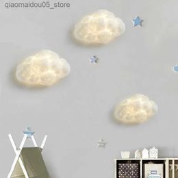 Lamps Shades New Cloud Wall Sconce Light Fixture Cartoon Cotton Creative Cloth Lamp for Childrens Bedroom Decoration Q240416