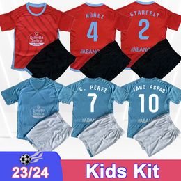 23 24 RC Celta de Vigo Kids Kit Soccer Jerseys FRANCO DE LA TORRE FRANCO CERVI NUNEZ F.BELTRAN Home Away Child Football Shirt Short Suit Uniforms
