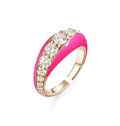 Cluster Rings 7 Color Neon Enamel Pink White Blue Ring Fashion Jewels Pave Zircon CZ Jewelry 2022 Rock Punk Gold Adjustable Size2987717