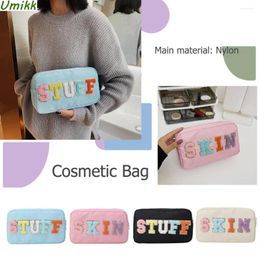 Cosmetic Bags Casual Bag Embroidery Letter Patch Travel Organiser Portable Zipper Female Waterproof Nylon For Lady Girls