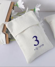 Storage Bags Custom Logo High Quality White Herringbone Cotton Packaging Bag Gift Jewelry Pouch Happy Birthday Party Decoration