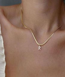necklace Wearring inlaid diamond R letter bone chain fashion cool wind advanced feeling plated 18K Gold206y1572421