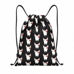 valentine Bully Dog Drawstring Backpack Women Men Gym Sport Sackpack Foldable Bull Terrier Puppy Shop Bag Sack h3EW#